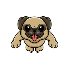 Cute little pug dog cartoon jumping