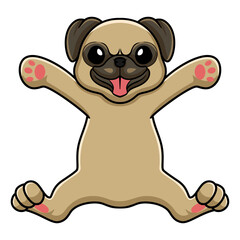 Cute little pug dog cartoon posing