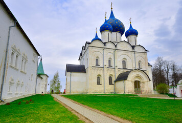 Fototapeta na wymiar The old white-stone Kremlin