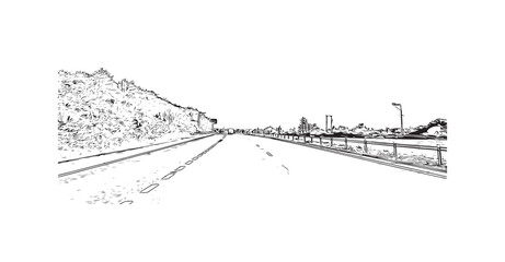 Obraz premium Building view with landmark of Newry is the city in Northern Ireland. Hand drawn sketch illustration in vector.