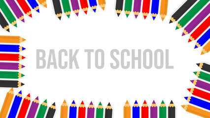 Fototapeta premium flat lay back to school with copy space flat lay pencil color illustration vector,best for background and poster or promotion back to school