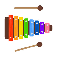 Xylophone musical instrument, flat design vector graphics