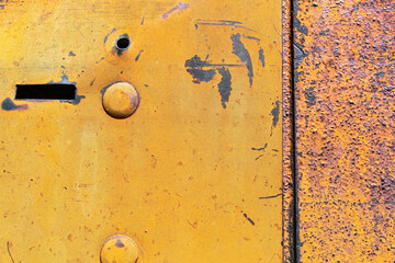 Detail of the metal plate on an antique tractor