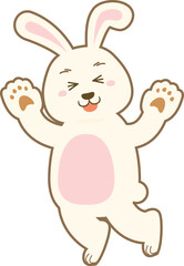 Hailing and rejoicing rabbit (white) 2023