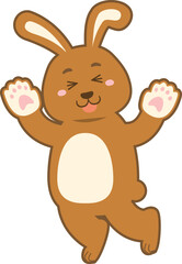 Hailing and rejoicing rabbit (brown) 2023