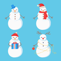 Set of new year snowman characters
