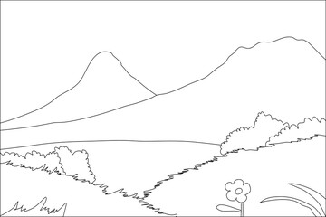 coloring book mountain landscape
