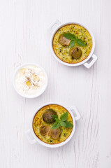 Vegetable casserole in a ceramic dish