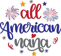 Fototapeta premium All American Nana 1 Vector, 4th July Vector, America Vector