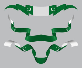 Pakistan flag ribbon set