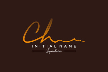 Obraz premium Initial CH signature logo template vector. Hand drawn Calligraphy lettering Vector illustration.