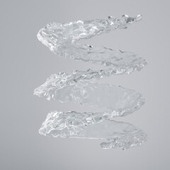 real transparent water circle helix shape. Pure Cosmetics Product. Moisturizer Skin Care. 3d rendering