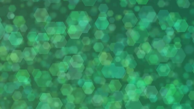 Motion graphics. Abstract background of forest green colors with bokeh