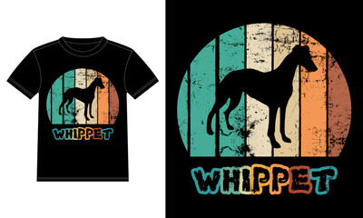 Funny Whippet Vintage Retro Sunset Silhouette Gifts Dog Lover Dog Owner Essential T-Shirt
