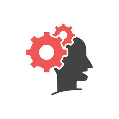 Head with gear icons  symbol vector elements for infographic web