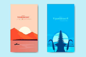 World Tourism Day Bundle Template Nature Landscape Flat