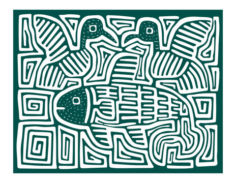 Panama Mola of Panama travel SVG vector green