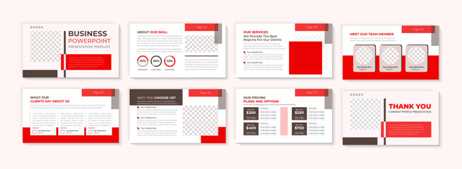 Business PowerPoint presentation design red with ppt template