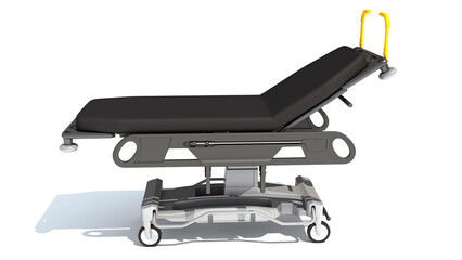 Patient Stretcher Trolley medical equipment 3D rendering on white background
