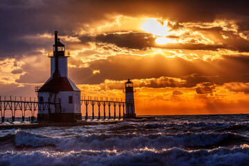 lighthouse at sunset 
