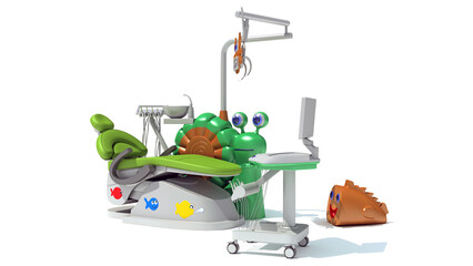 Dental Station for Kids 3D rendering on white background