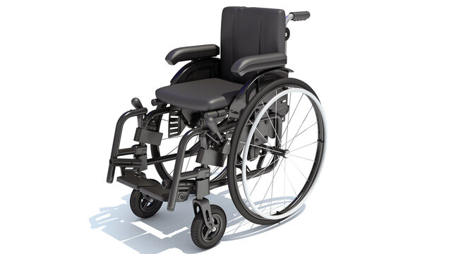 Wheelchair medical equipment 3D rendering on white background
