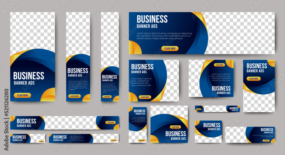 Aufkleber abstract banner design web template set, horizontal header web banner. modern gradient blue cover he