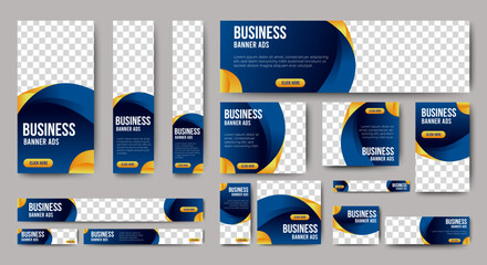 Abstract banner design web template Set, Horizontal header web banner. Modern Gradient Blue cover header background for website design, Social Media Cover ads banner, flyer, invitation card