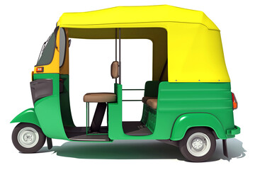 Auto Rickshaw Bajaj TukTuk 3D rendering on white background - obrazy, fototapety, plakaty