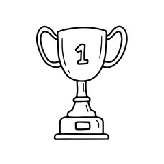 Hand drawn winner trophy isolated on white background. Sport winner prize sketch doodle illustration.
