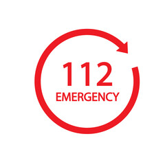 112 emergency call services flat icon vector illustation