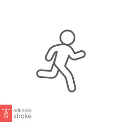 Fototapeta na wymiar Runner icon. Simple outline style. Man run fast, race, sprint, sport concept. Thin line vector illustration isolated on white background. Editable stroke EPS 10.