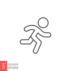 Runner icon. Simple outline style. Man run fast, race, sprint, sport concept. Thin line vector illustration isolated on white background. Editable stroke EPS 10.