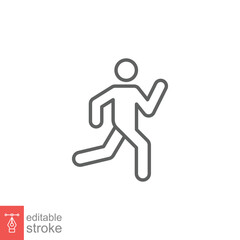 Runner icon. Simple outline style. Man run fast, race, sprint, sport concept. Thin line vector illustration isolated on white background. Editable stroke EPS 10.