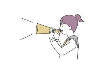 応援する女子学生のイラスト