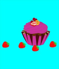 cupcake with strawberry