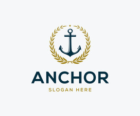 Ship anchor logo design. Anchor logo design template. Marine logo design