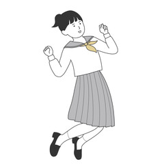 ジャンプする女子学生のイラスト