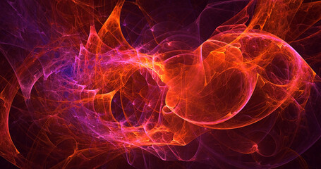 3D rendering abstract multicolor fractal light background