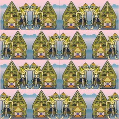 Illustration of Indonesian wayang kulit pattern