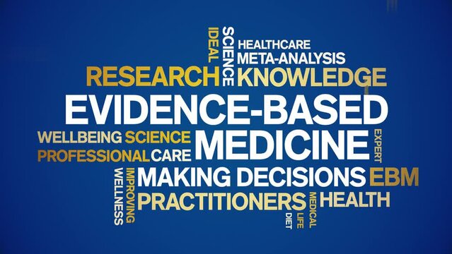Evidence-Based Medicine animated tag word cloud;text design animation kinetic typography seamless loop.