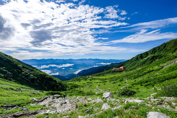 長野県中央アルプス木曽駒ヶ岳からの景色