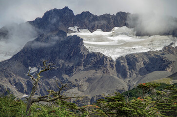 Breathtaking and impressive panoramic view of Glaciar Martial glacier close to Ushuaia, Patagonia...