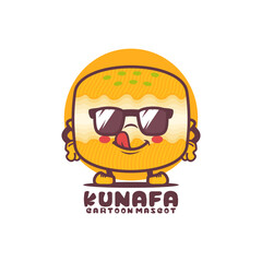 Kunafa cartoon mascot. arabic food vector illustration