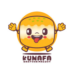 Kunafa cartoon mascot. arabic food vector illustration