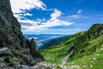長野県中央アルプス木曽駒ヶ岳からの景色