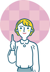 指差しする女性　イラスト素材
