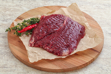 Raw beef machete steak for grill