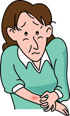 虫に刺された女性