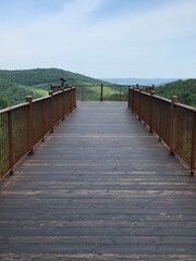 wooden bridge over the river